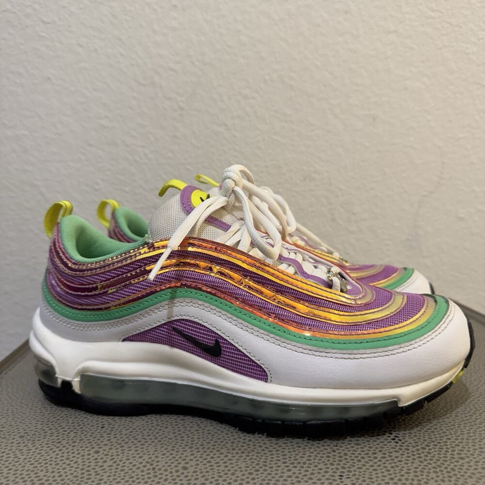 Nike Air Max 97 Women's Size 8 White Electro Green Fuchsia Glow Retro Sneakers